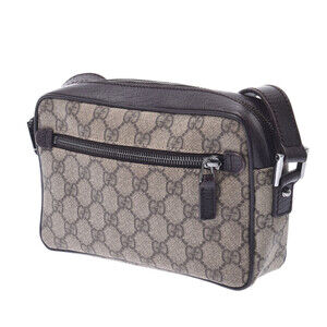 Gucci Brown Shoulder Supreme Bag Leather Beige GG Tan Canvas